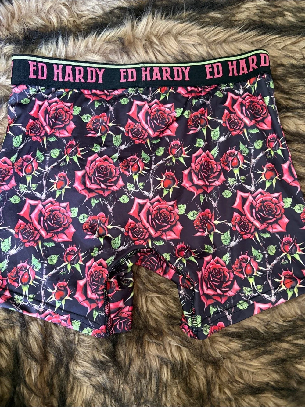 Ed Hardy Performance Boxer Briefs Roses Size Medium